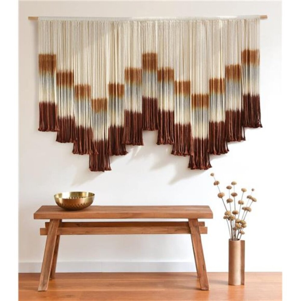 Flber Macrame Wall Hanging Tie-Dye Geometric Decor Large Scale Wall Art